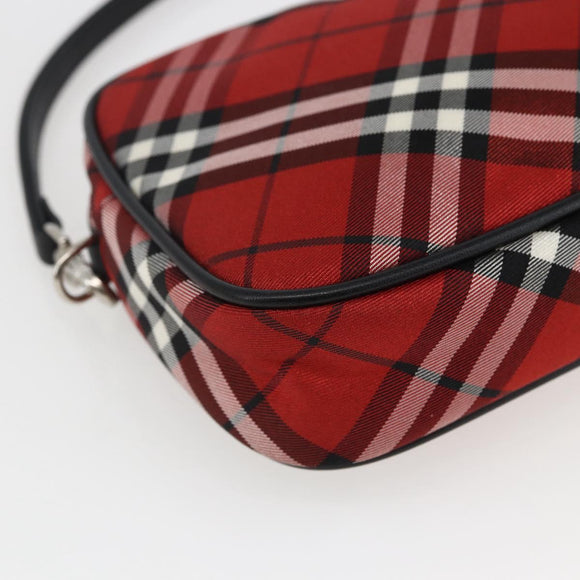 BURBERRY Nova Check Blue Label Accessory Pouch Nylon Red Black Auth am10838V