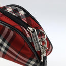 BURBERRY Nova Check Blue Label Accessory Pouch Nylon Red Black Auth am10838V-10