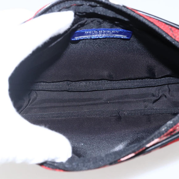 BURBERRY Nova Check Blue Label Accessory Pouch Nylon Red Black Auth am10838V