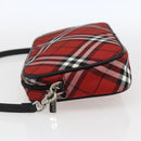 BURBERRY Nova Check Blue Label Accessory Pouch Nylon Red Black Auth am10838V-3