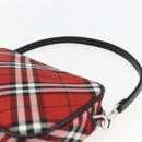 BURBERRY Nova Check Blue Label Accessory Pouch Nylon Red Black Auth am10838V-8
