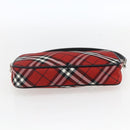 BURBERRY Nova Check Blue Label Accessory Pouch Nylon Red Black Auth am10838V-5