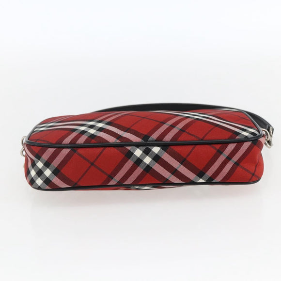 BURBERRY Nova Check Blue Label Accessory Pouch Nylon Red Black Auth am10838V