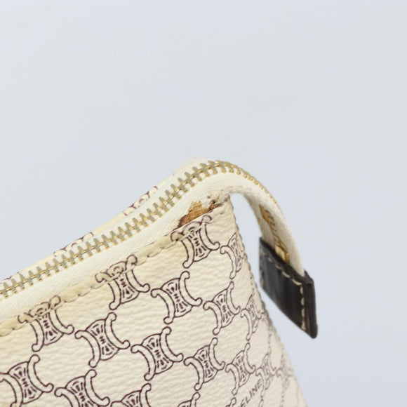 CELINE Macadam Canvas Tote Bag PVC Leather White Gold Auth am10839