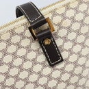 CELINE Macadam Canvas Tote Bag PVC Leather White Gold Auth am10839-10