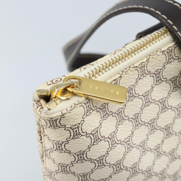 CELINE Macadam Canvas Tote Bag PVC Leather White Gold Auth am10839