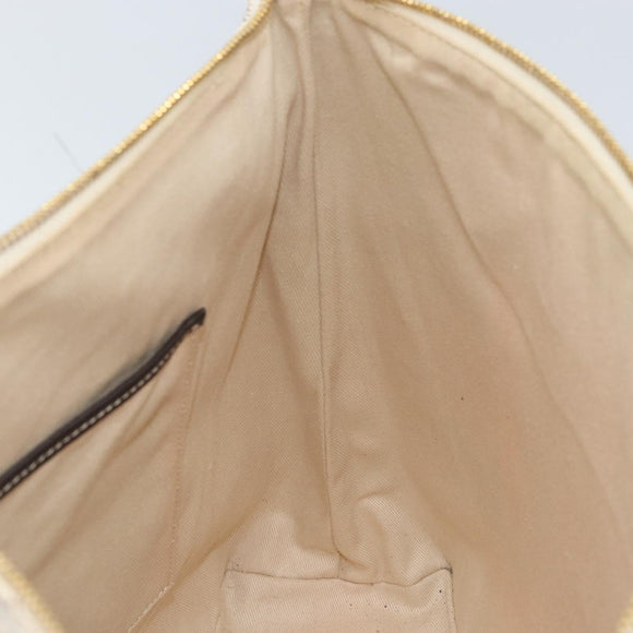 CELINE Macadam Canvas Tote Bag PVC Leather White Gold Auth am10839