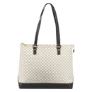 CELINE Macadam Canvas Tote Bag PVC Leather White Gold Auth am10839-13