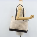CELINE Macadam Canvas Tote Bag PVC Leather White Gold Auth am10839-23