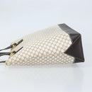 CELINE Macadam Canvas Tote Bag PVC Leather White Gold Auth am10839-4