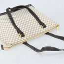 CELINE Macadam Canvas Tote Bag PVC Leather White Gold Auth am10839-6