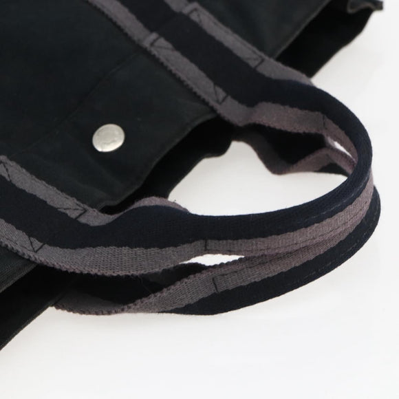 HERMES Fourre Tout MM Hand Bag Canvas Black Silver Auth am10842