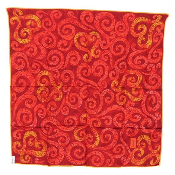SAINT LAURENT Scarf Silk Red Auth am10844V