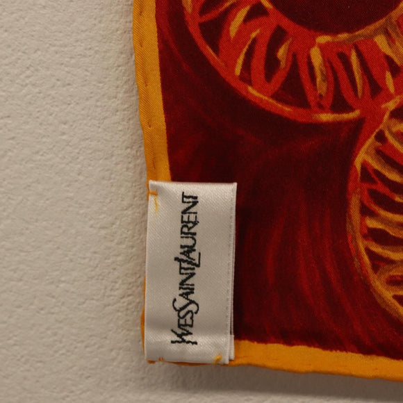 SAINT LAURENT Scarf Silk Red Auth am10844V