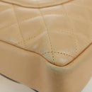 CHANEL Cambon Line Matelasse Shoulder Bag Lamb Skin Beige Black CC Auth am10849V-14