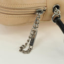 CHANEL Cambon Line Matelasse Shoulder Bag Lamb Skin Beige Black CC Auth am10849V-17