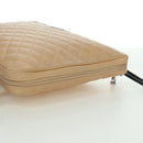 CHANEL Cambon Line Matelasse Shoulder Bag Lamb Skin Beige Black CC Auth am10849V-8