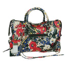 BALENCIAGA Floral The City Bag Leer 2way Veelkleurig 173084 Auth am10850SAV-1
