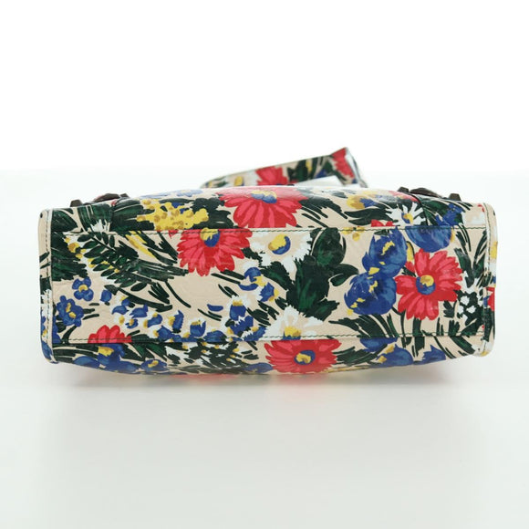 BALENCIAGA Floral The City Bag Leer 2way Veelkleurig 173084 Auth am10850SAV