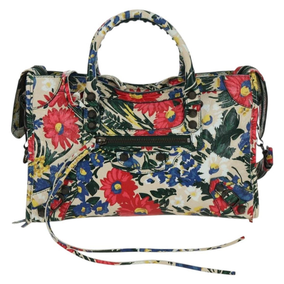 BALENCIAGA Floral The City Bag Leer 2way Veelkleurig 173084 Auth am10850SAV