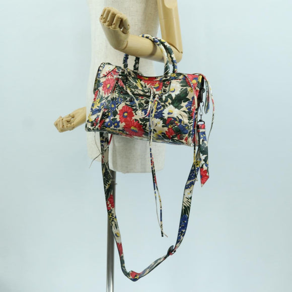 BALENCIAGA Floral The City Bag Leer 2way Veelkleurig 173084 Auth am10850SAV