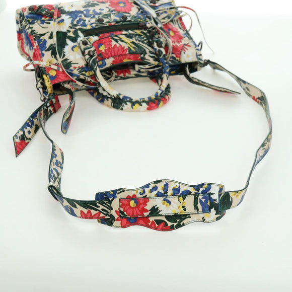 BALENCIAGA Floral The City Bag Leer 2way Veelkleurig 173084 Auth am10850SAV