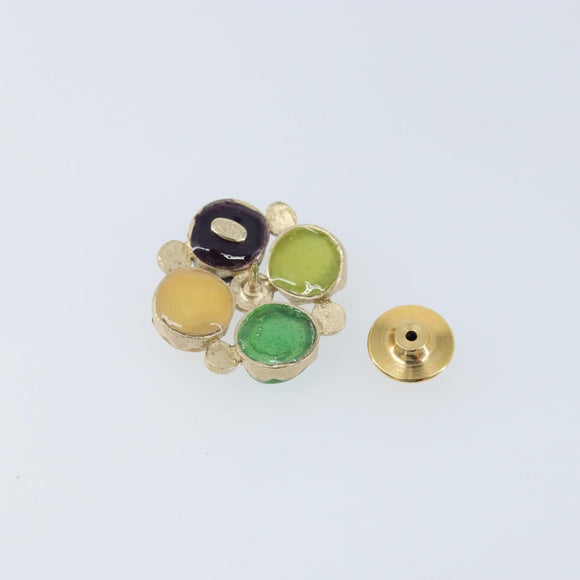 CHANEL CC Gripoix Stone Brooch metal Multicolor Gold CC Auth am10855V