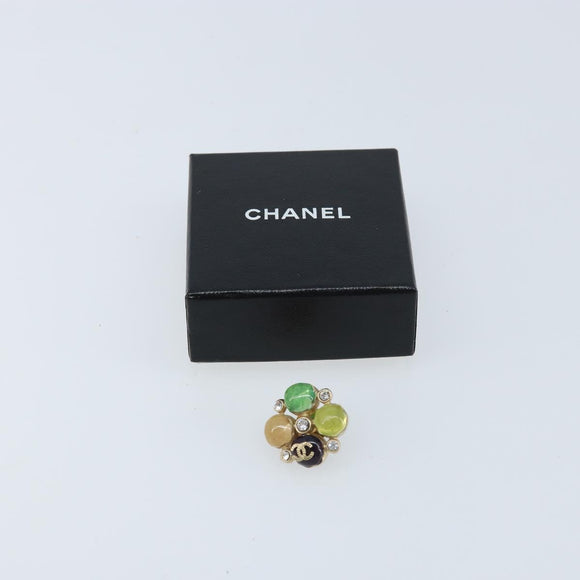 CHANEL CC Gripoix Stone Brooch metal Multicolor Gold CC Auth am10855V