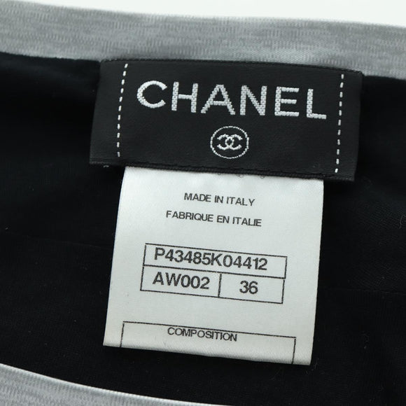 CHANEL CC Tops Rayon Size 36 Silver CC Auth am10856V