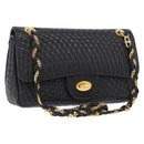 BALLY Quilted Chain Shoulder Bag Leather Black Gold Auth am10857V-1