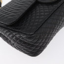 BALLY Quilted Chain Shoulder Bag Leather Black Gold Auth am10857V-10