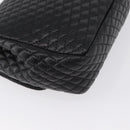 BALLY Quilted Chain Shoulder Bag Leather Black Gold Auth am10857V-12