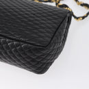 BALLY Quilted Chain Shoulder Bag Leather Black Gold Auth am10857V-13