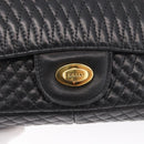 BALLY Quilted Chain Shoulder Bag Leather Black Gold Auth am10857V-14