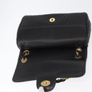 BALLY Quilted Chain Shoulder Bag Leather Black Gold Auth am10857V-15