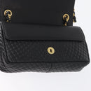 BALLY Quilted Chain Shoulder Bag Leather Black Gold Auth am10857V-17