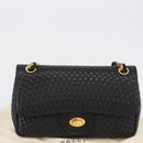BALLY Quilted Chain Shoulder Bag Leather Black Gold Auth am10857V-26