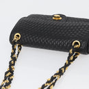 BALLY Quilted Chain Shoulder Bag Leather Black Gold Auth am10857V-6