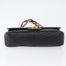 BALLY Quilted Chain Shoulder Bag Leather Black Gold Auth am10857V-9