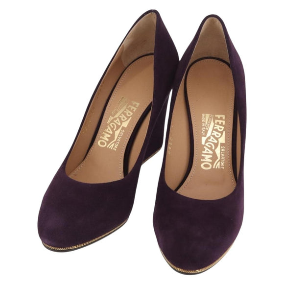 Salvatore Ferragamo Pumps Suede Size 7 Purple Auth am10858V