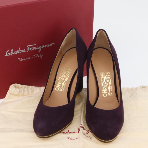 Salvatore Ferragamo Pumps Suede Size 7 Purple Auth am10858V