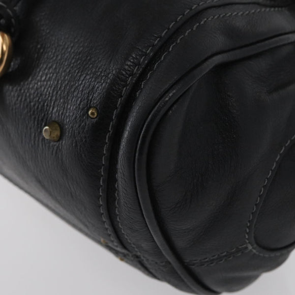 Chloe Paddington Hand Bag Leather Black Gold Silver Auth am10860SAV