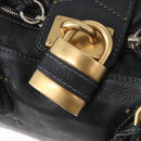 Chloe Paddington Hand Bag Leather Black Gold Silver Auth am10860SAV-18