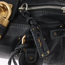 Chloe Paddington Hand Bag Leather Black Gold Silver Auth am10860SAV-20