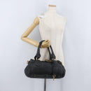 Chloe Paddington Hand Bag Leather Black Gold Silver Auth am10860SAV-27