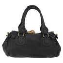Chloe Paddington Hand Bag Leather Black Gold Silver Auth am10860SAV-2