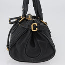 Chloe Paddington Hand Bag Leather Black Gold Silver Auth am10860SAV-3