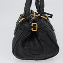 Chloe Paddington Hand Bag Leather Black Gold Silver Auth am10860SAV-4