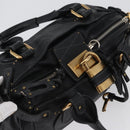 Chloe Paddington Hand Bag Leather Black Gold Silver Auth am10860SAV-6