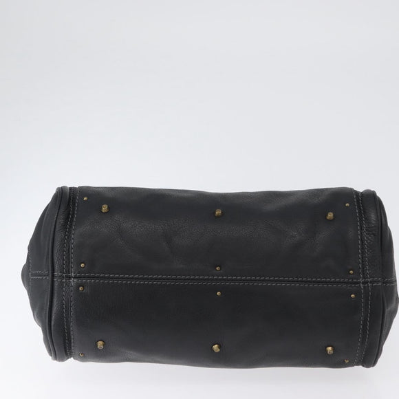 Chloe Paddington Hand Bag Leather Black Gold Silver Auth am10860SAV